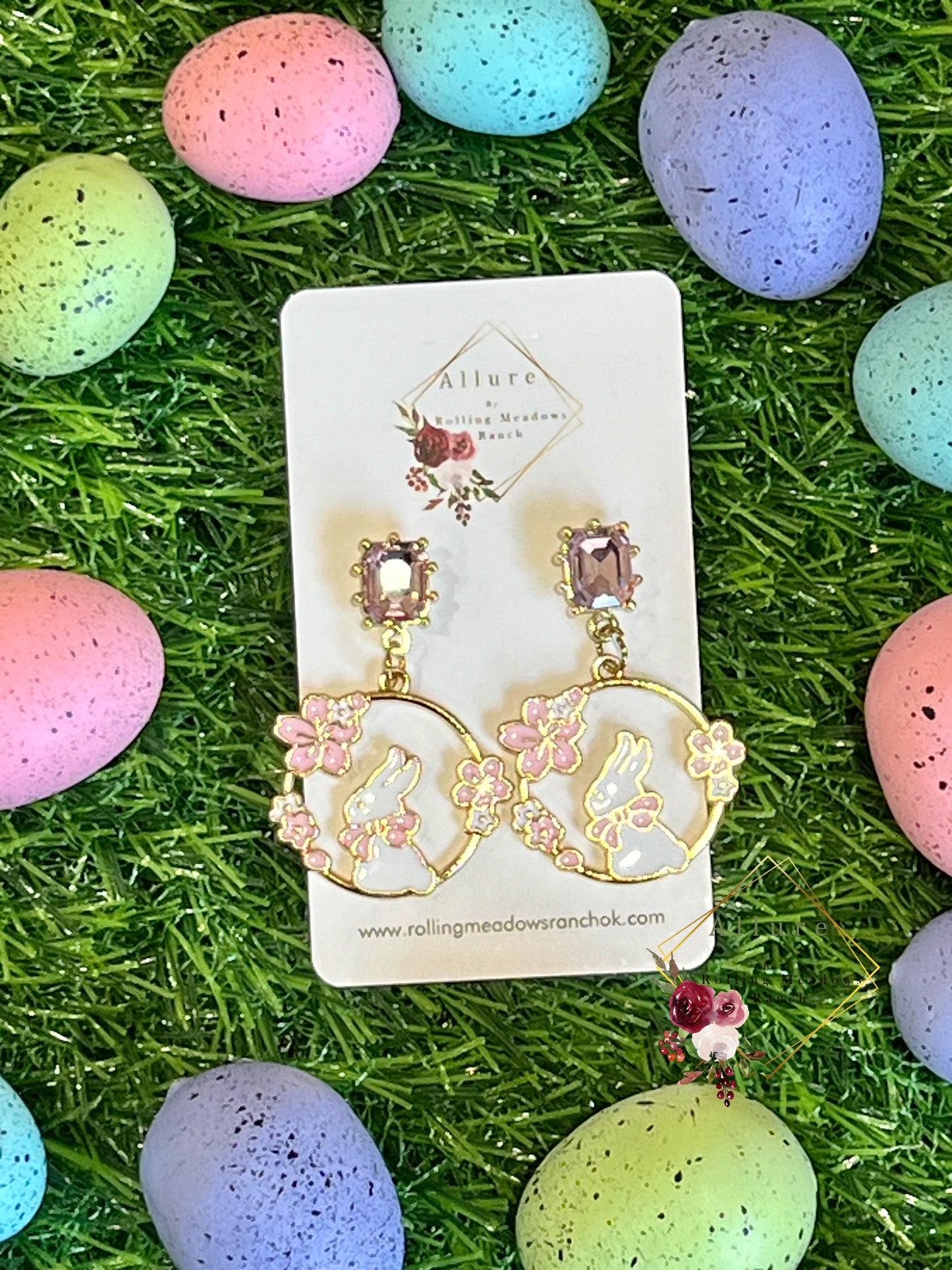 Enamel Flower & Bunny Dangle