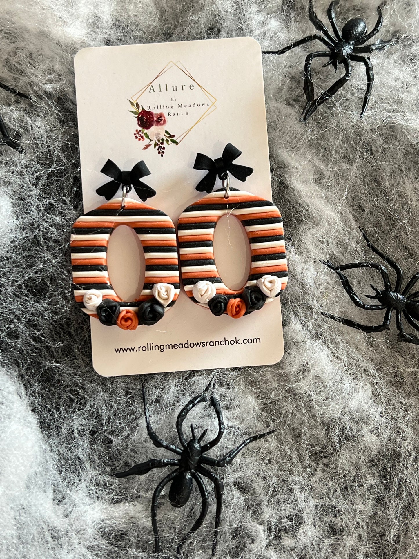 Striped Floral Halloween Dangles