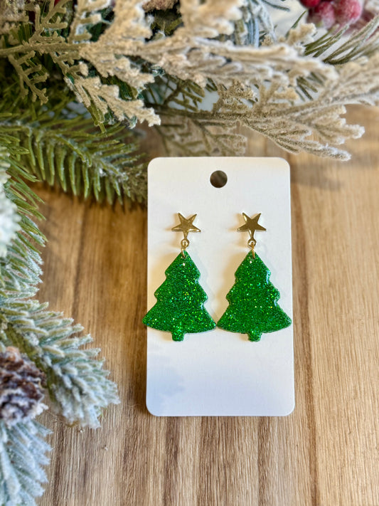 Glitter Christmas Tree Dangles